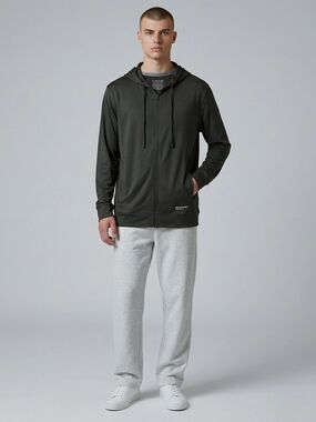 Men's Hooded Lightweight Zip-Up Jacket in Olive Green New With Tag